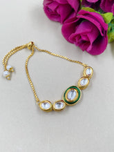 Handcrafted Simple Kundan Chain Bracelet For Ladies Bracelets